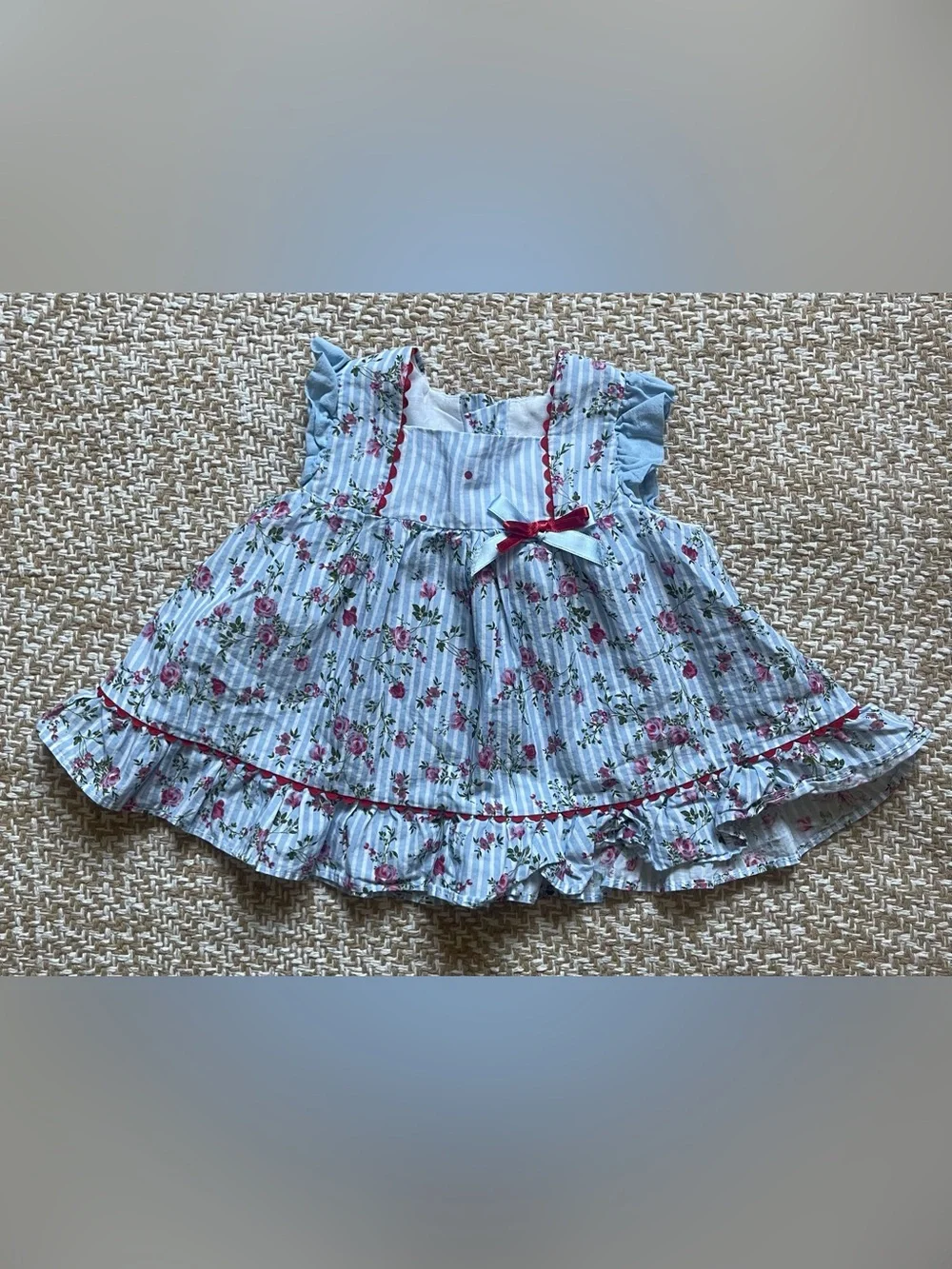 Vintage Inspired Del Sur Baby Girl Traditional Floral Striped Dress